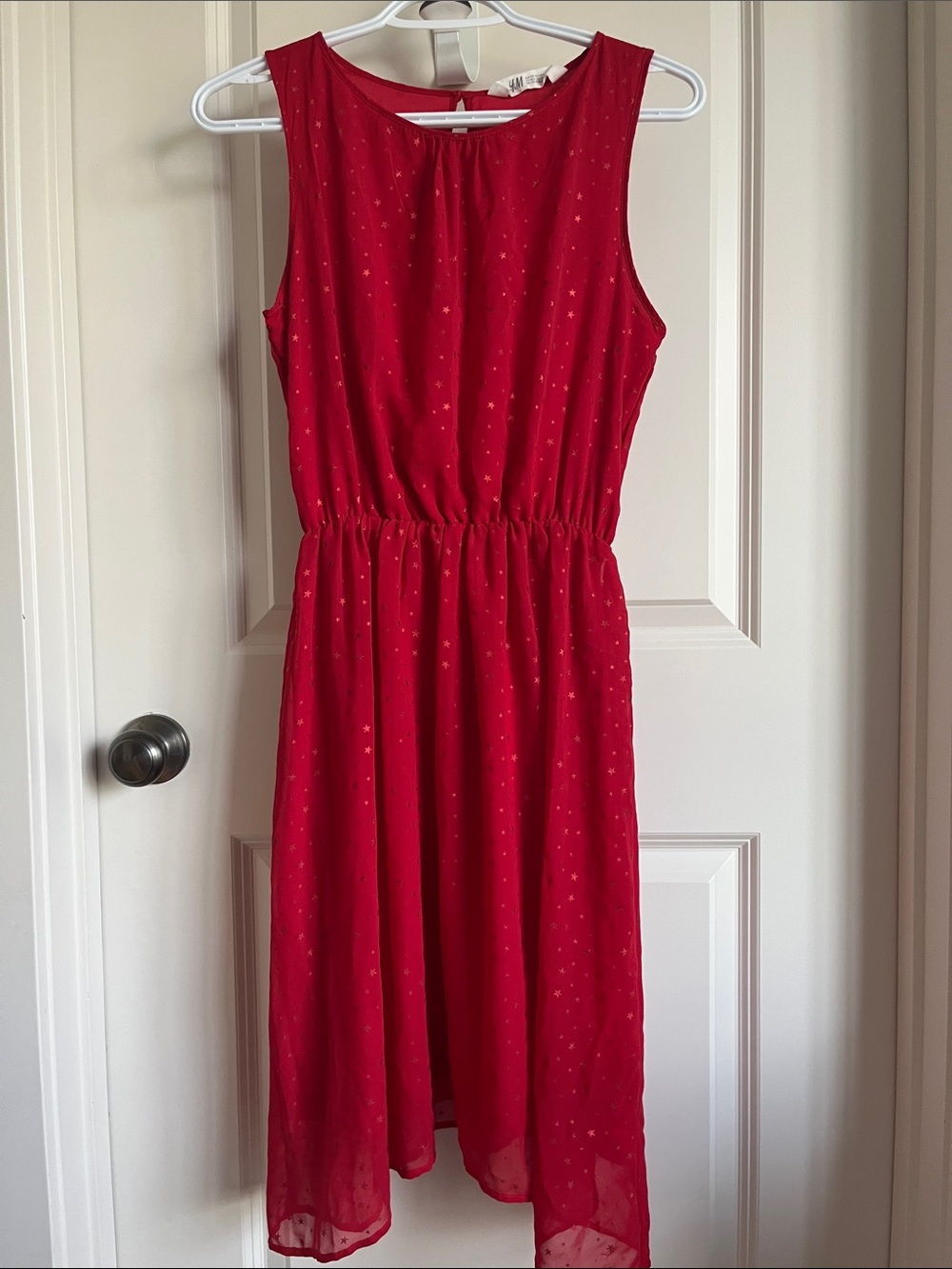H&M Red Star-Accent Sleeveless Midi Dress
